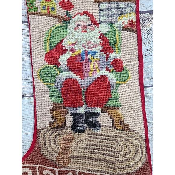 Imperial Elegance Embroidered Wool Christmas Stocking Santa Claus Red 15" 1991 - Picture 4 of 8